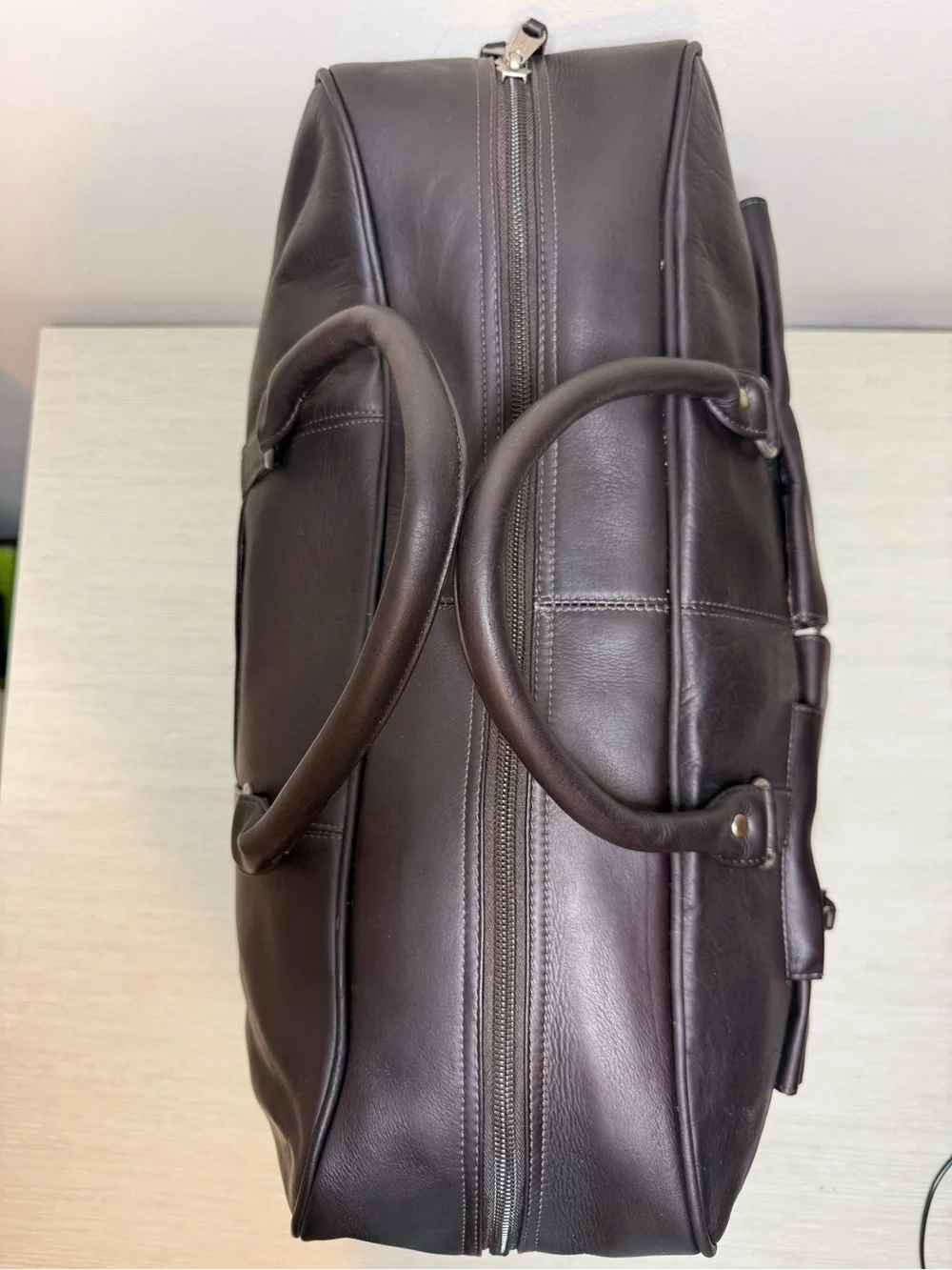 LEXUS Vintage Leather Burgundy Brown Weekender Carry-on Travel Bag 21 x 8 x 12